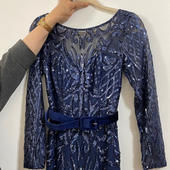 Jovani long sleeve sequin embellished evening gown - Picture 5 of 15